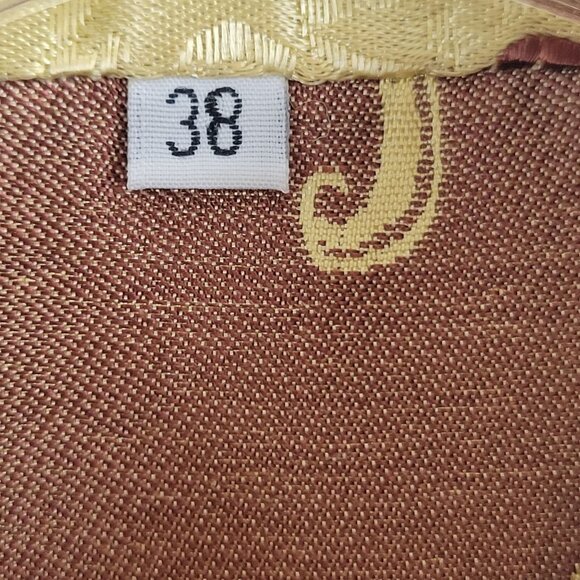 Modern Cheongsam Traditional Gold Brown Embroidery Floral Swirl Dress Korean 38 - Picture 7 of 16